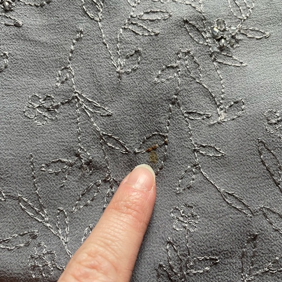 NWT Vintage Deadstock 100% Silk Gray Floral Beaded Mini Slip Skirt 10 Fairy 90s - Picture 4 of 10